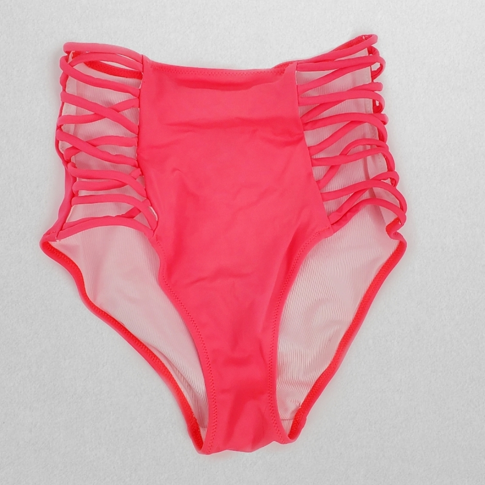 Victoria Secret Pink High Waisted Coral Cut Out Bikini Swim Bottoms Sz. S
